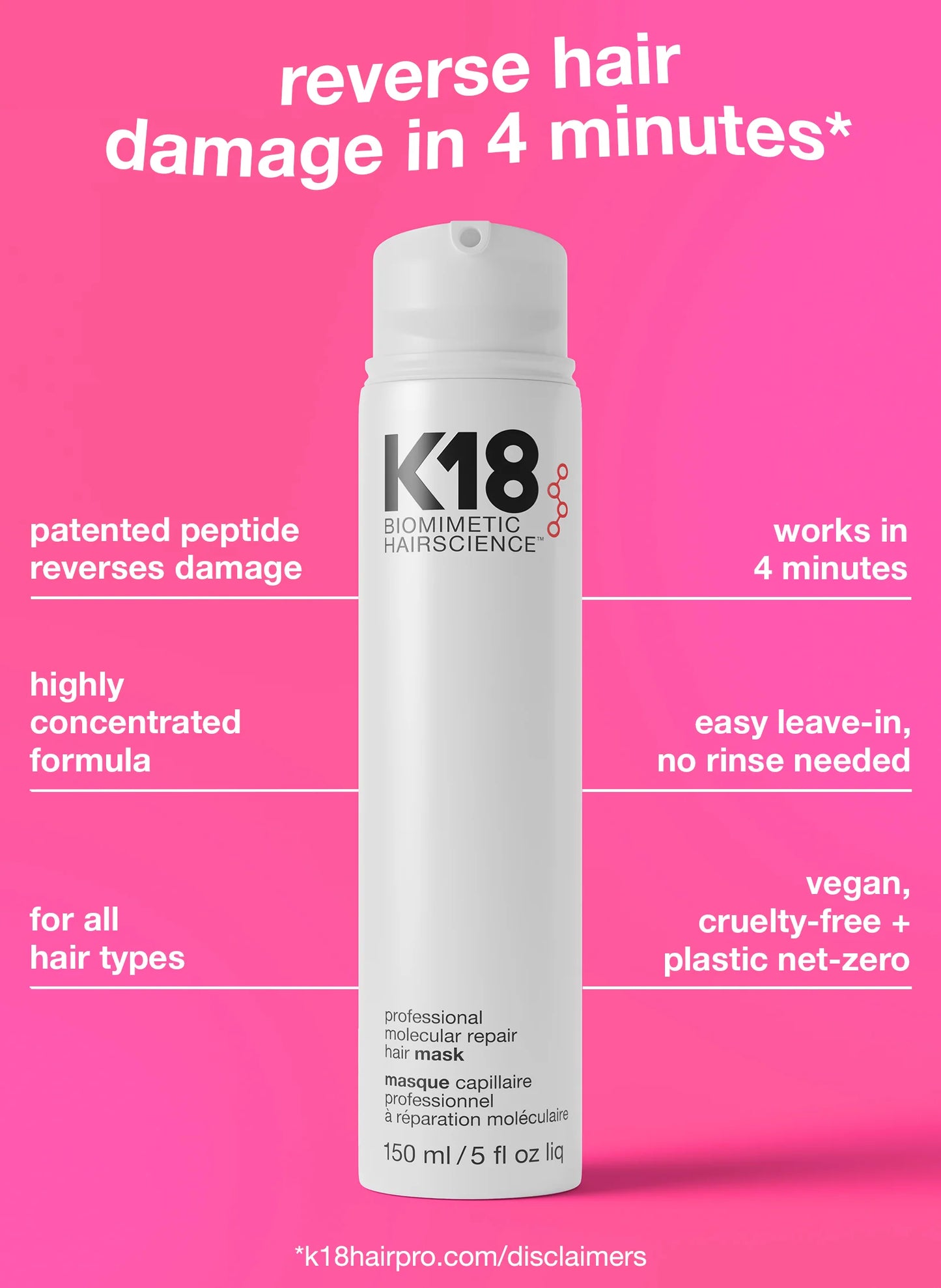 K18 Professional Molecular Repair Mask 150ml (salon buy price)